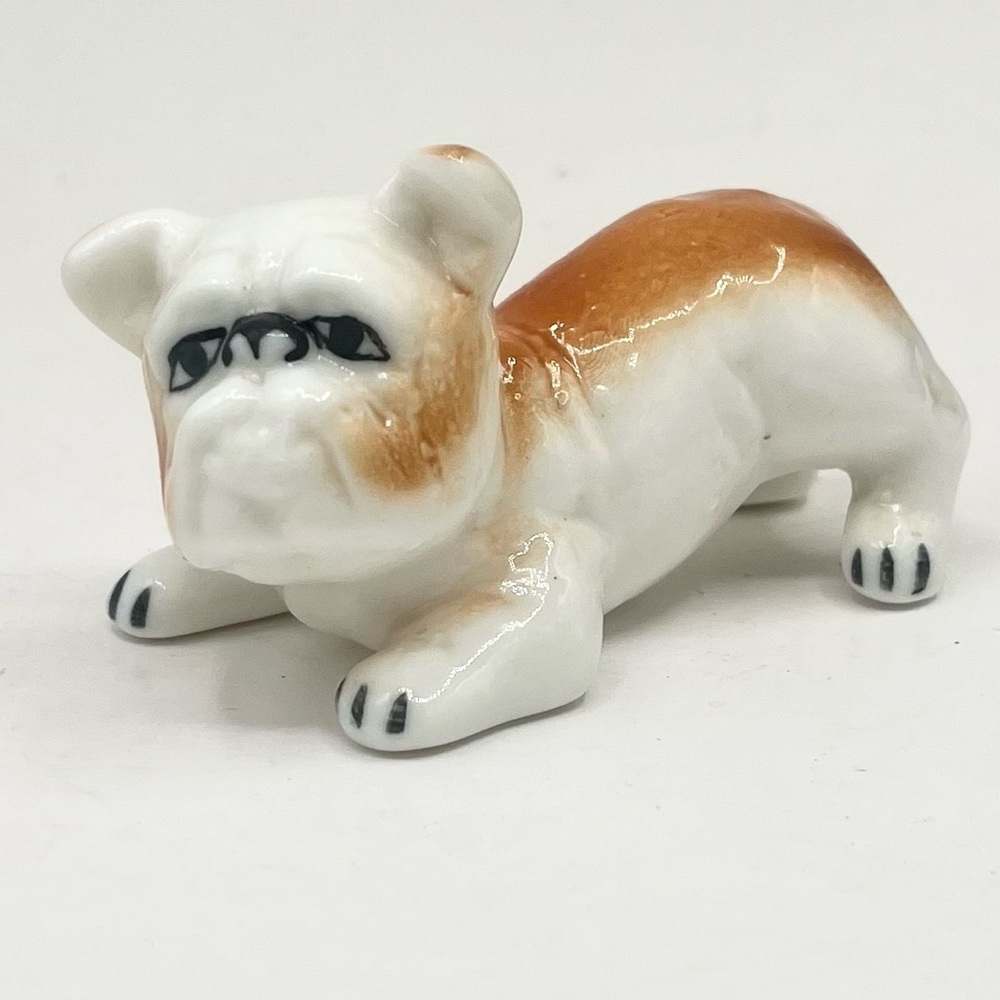Vintage Miniature Ceramic Bulldog Dog Playful Puppy Mini‎ Figurine Germany